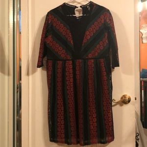 XXL green black and red lace dress